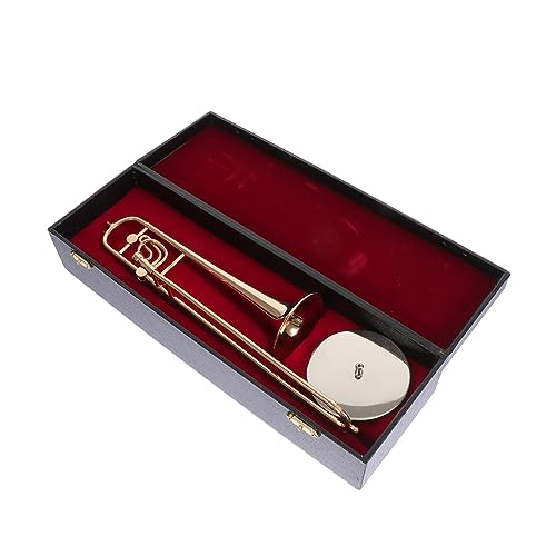 Ipetboom 1 Stück Miniatur Posaunenmodell aus Kupfer Dekoratives Musikinstrument für Schreibtisch mit Schwarzem Etui und Ständer für Innenraumgestaltung Ipetboom 1 Stück Miniatur Posaunenmodell aus Kupfer Dekoratives Musikinstrument für Schreibtisch mit Schwarzem Etui und Ständer für Innenraumgestaltung von Ipetboom