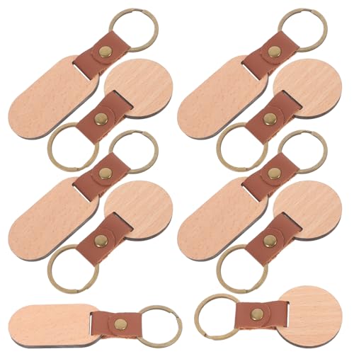Ipetboom 10 Stück Holz Schlüsselanhänger Blanko Gravur DIY Schlüsselring Anhänger Basteln Oval Rund Robuste Buche Vollholz Glatte Oberfläche Personalisierbar Geschenkidee für Anlässe von Ipetboom