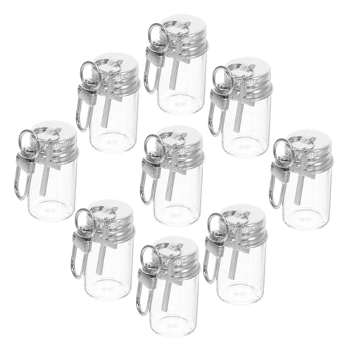 Ipetboom 10 Stück Teiliges Glas Wunschflaschen Schlüsselanhänger mit Metallverschluss Kleine Transparente Fläschchen als Anhänger DIY Dekoration für Besondere Anlässe und Kreative von Ipetboom