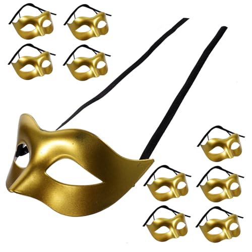 Ipetboom 10 Stück Teiliges Halbgesichtige Masquerade Masken Gold Moderne Kunststoff Masken für Halloween Kostümparty Geeignet für Maskenball Karneval und Verkleidung Ipetboom 10 Stück Teiliges Halbgesichtige Masquerade Masken Gold Moderne Kunststoff Masken für Halloween Kostümparty Geeignet für Maskenball Karneval und Verkleidung von Ipetboom