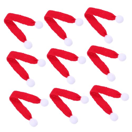Ipetboom 10 Stück Teiliges Mini Strickschals in Rot Filigrane Weihnachtsdekoration Weiche Wiederverwendbare Halswärmer für Puppen Flaschen und Festliche Accessoires von Ipetboom