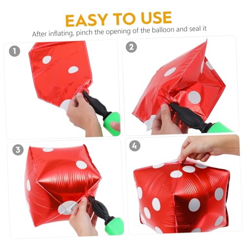 Ipetboom 10 Stück Teiliges Würfel folienballon Rote Aluminiumfolie Robust und Langlebig Party Dekoration für Spielnacht und Festliche Spiel dekorationen von Ipetboom