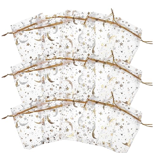 Ipetboom 100 Stück Organza Beutel mit Kordelzug Goldene Sterne und Monde Geschenktüten für Hochzeiten Schmuck Süßigkeiten und DIY für Partys und Ipetboom 100 Stück Organza Beutel mit Kordelzug Goldene Sterne und Monde Geschenktüten für Hochzeiten Schmuck Süßigkeiten und DIY für Partys und von Ipetboom