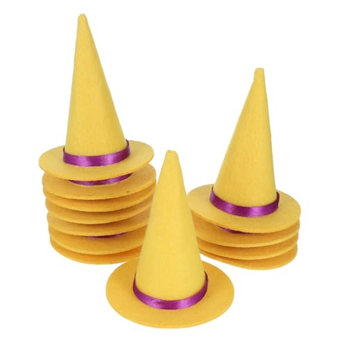 Ipetboom 12 Stück Teiliges Mini Filz Hexenhut Gelb Halloween Party Deko für Flaschen Kostümzubehör Leichtes Sicheres Bastelzubehör für Halloweenfeiern von Ipetboom