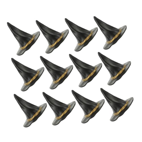 Ipetboom 12 Stück Teiliges Mini Hexenhut Schwarze DIY Bastelaccessoires für Halloween Deko Puppenhaus Zubehör Festliche Partydekoration Kreative Hexen Kostümideen von Ipetboom