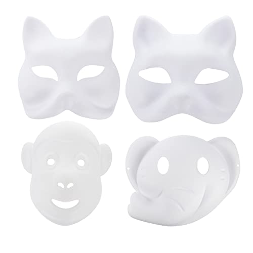 Ipetboom 12Stücke DIY Tiermasken Bemalen Weiße Maske Für Karneval Kostümpartys Kreative Projekte Katzen Umweltfreundliches von Ipetboom