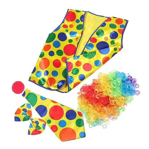 Ipetboom 1Satz Clown Kostüm Für Erwachsene Teiliges Cosplay Zubehör Mit Perücke Fliege Weste Nase Für Halloween Karneval Bühnenauftritte Geburtstagsfeiern von Ipetboom