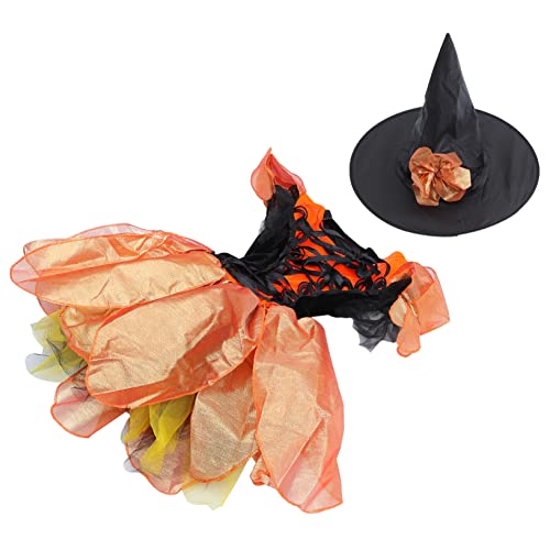 Ipetboom 1Satz Halloween Hexen Kostüm Mit Orangefarbenem Zubehör Einzigartiges Witch Outfit Für Karneval Halloween Verkleidungen von Ipetboom