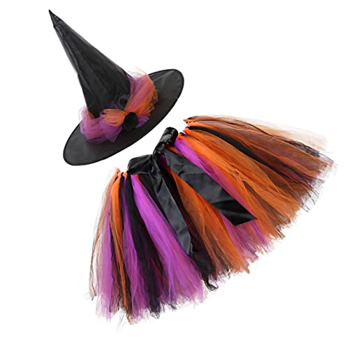 Ipetboom 1Satz Hexen Kostüm Mit Tutu Rock Halloween Für Hexenhut Für Karneval Fasching Mit Ribbons von Ipetboom