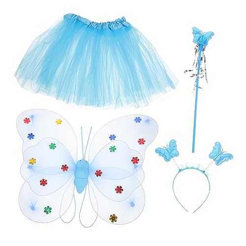Ipetboom 1Satz Kostümset für Teiliges mit Feenflügeln Tüllrock Haarband Zauberstab Kostüm für Fasching Karneval Kinderaufführungen von Ipetboom