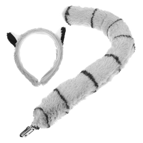 Ipetboom 1Satz Kostümzubehör Lemuroid Set Ohr Haarband für Halloween Kostümpartys Weiche Materialien für Angenehmes Liebevolles Tierdesign von Ipetboom