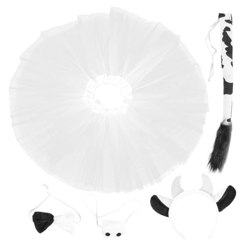 Ipetboom 1Satz Kuh Cosplay Set Mit Ohr Stirnband Fliege Rock Niedliches Zubehör Für Halloween Cosplay Partys Design Leicht Tragbar von Ipetboom