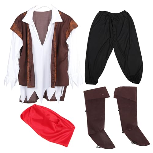 Ipetboom 1Satz Piratenkostüm für Erwachsene Cosplay Piratenanzug für Halloween Wiederverwendbar Langlebig für Karneval Partys Foto Requisiten von Ipetboom