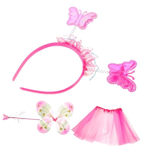 Ipetboom 1Satz Schmetterlingskostüm Mit Regenbogen Tutu Rock Stirnband Zauberstab Für Karneval Fasching von Ipetboom