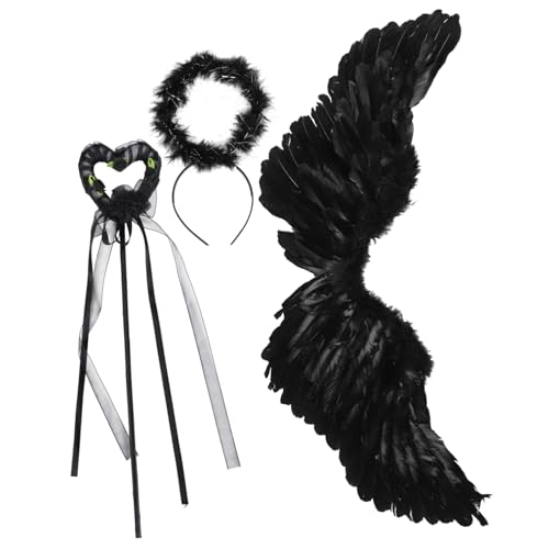 Ipetboom 1Satz Teufel Kostüm für Stilvolles Outfit mit Schwarzen Flügeln für Halloween und Cosplay Einfach zu Tragen für Partys und Veranstaltungen von Ipetboom