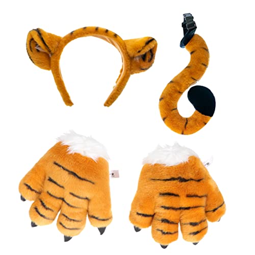 Ipetboom 1Satz Tigerkostüm Für Tigerschwanz Tigerhandschuhen Haarband Realistische Cosplay Requisiten Für Kostümpartys Rollenspiele von Ipetboom