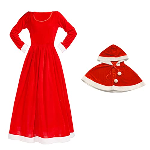 Ipetboom 1Satz Weihnachtsmann Kostüm Für Damen Langes Mit Schal Für Weihnachten Festlichkeiten Hautfreundliches Material Cosplay Weihnachtsfeiern von Ipetboom