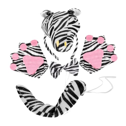 Ipetboom 1Satz Zebra Kostümzubehör Set Für Damen Teiliges Zebra Kopfschmuck Set Mit Fliege Für Halloween Karneval Kostümpartys von Ipetboom