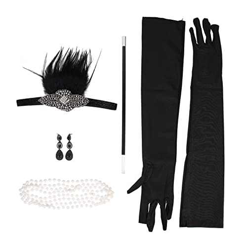 Ipetboom 1satz Halloween Haarschmuck Mit Halskette Kreativen Federn Handschuhen Haarband Stängeln Und Ohrringen Für Kostümpartys Und Cosplay Teilig Schwarz von Ipetboom