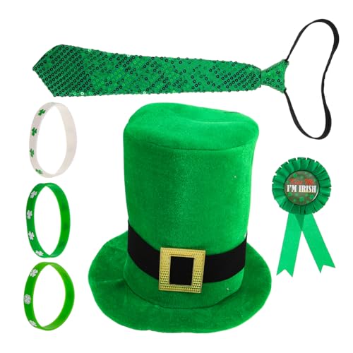 Ipetboom 1satz Kostümzubehör Für Patrick's Day Festtagsaccessoires Mit Hut Krawatte Abzeichen Und Armband Für Partys Und Themenveranstaltungen von Ipetboom