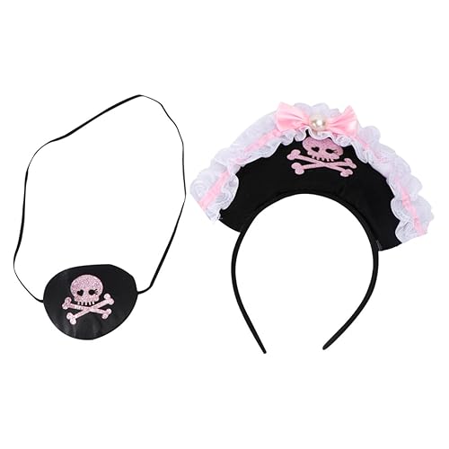 Ipetboom 1satz Pinkes Piraten-stirnband Mit Perlen-bowknot Und Augenklappe Für Junge Mädchen Creepy Headdress Cosplay Accessoire Für Halloween Und Partys von Ipetboom