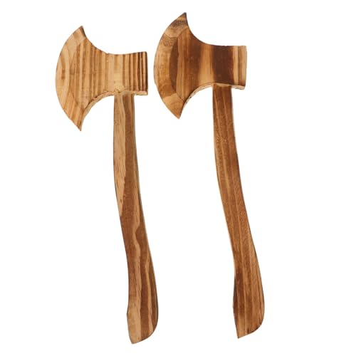 Ipetboom 2 STÜCK Holzäxte für Halloween Kostümzubehör Premium Holzspielzeug für LARP Requisiten Deko Sicher und Robust für Kostümpartys und Rollenspiele von Ipetboom