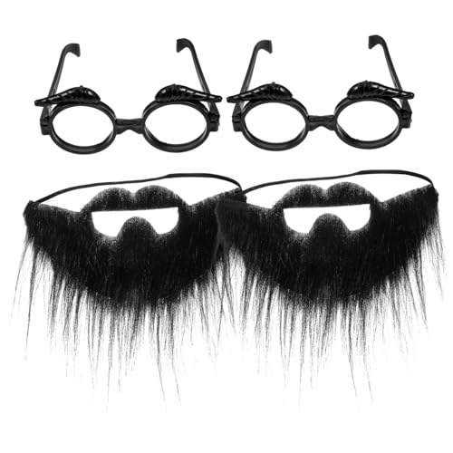 Ipetboom 2 Sätze Cosplay Brillen Set mit Schnurrbart Teiliges Set für Erwachsene für Halloween Kostümpartys Rollenspiele Realistische Beards Brillen für Kreative Looks von Ipetboom