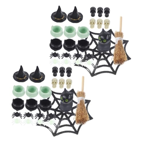 Ipetboom 2 Sätze Halloween Miniatur Hexenhüte Plastikfiguren für Puppenhaus DIY Dekoration Teiliges Set Leichte Miniaturen für Halloween Party und Miniaturlandschaft von Ipetboom