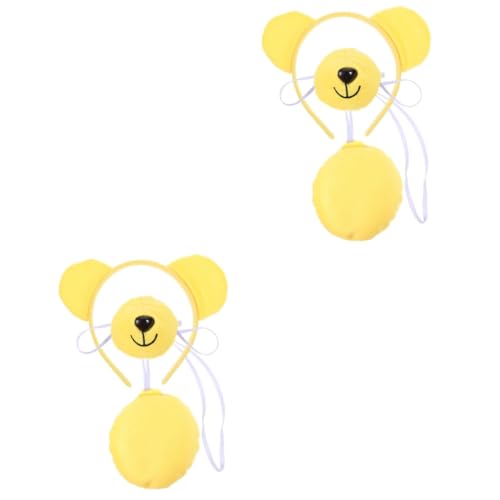 Ipetboom 2 Sätze Waschbär -Stirnband -Set Kopfbedeckungen mit Waschbärohren Bärenohren Haarband Halloween-Tierkostüm Performance-Kostüm für Tierstirnband Stoff Yellow von Ipetboom