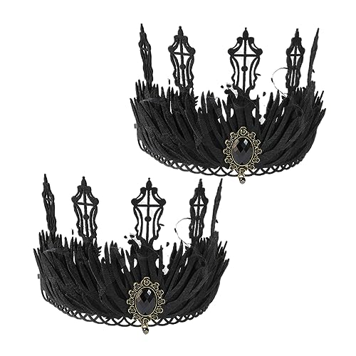 Ipetboom 2 Stück Barocke Gothic Tiara für Halloween Vintage Haaraccessoires Kopfstück für für Kostümpartys und Halloween Events von Ipetboom
