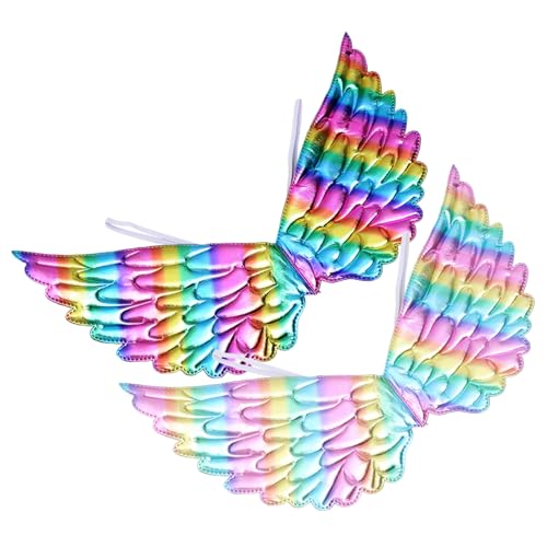 Ipetboom 2 Stück Bunte Einhornflügel Halloween Cosplay Kostüm Flügel für Leicht Tragbar für Karneval Party und Fasching von Ipetboom