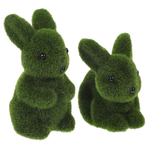 Ipetboom 2 Stück Deko Hasenfigur Sitzend Beflockt Lebensecht Garten und Wohnraumdeko Osterhase für Innen und Außen Niedliche Tischdekoration Fotogenes Kaninchen Ornament von Ipetboom