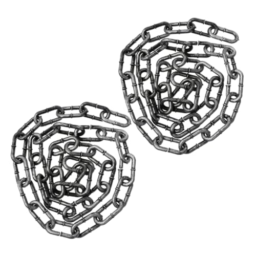 Ipetboom 2 Stück Gefangenenkette Schreckliche Halloween -Ketten Gruselige Cosplay -Ketten Gefälschte Gefängnisketten Schreckliche Halloween-Requisiten Kettenpropie Halloween Silver Plastik von Ipetboom