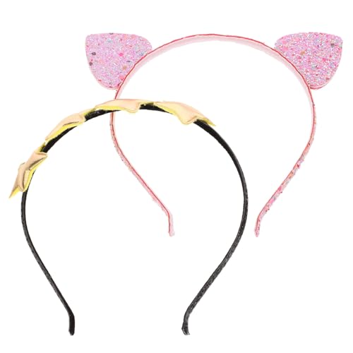 Ipetboom 2 Stück Glitzerndes Haarreif mit Katzenohren und Fünfzackigen Sternen Funkelndes Pailletten design Komfortabel und Langlebig Geeignet für Erwachsene Karneval Party und Cosplay von Ipetboom