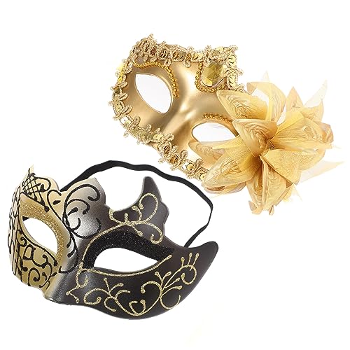 Ipetboom 2 Stück Halbgesichts Masken Cosplay Dekoration Festival Halloween Party Masquerade Masken mit Feuergold und Seitendekor für Kostümfeste und Maskenbälle Ipetboom 2 Stück Halbgesichts Masken Cosplay Dekoration Festival Halloween Party Masquerade Masken mit Feuergold und Seitendekor für Kostümfeste und Maskenbälle von Ipetboom