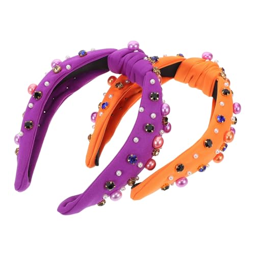 Ipetboom 2 Stück Halloween Haarschmuck Damen Knotted Headband mit Strasssteinen und Perlen Breites Verstellbares Weiches Stoff Haarband mit Hohem Knoten für Sicheren Sitz bei Party Ipetboom 2 Stück Halloween Haarschmuck Damen Knotted Headband mit Strasssteinen und Perlen Breites Verstellbares Weiches Stoff Haarband mit Hohem Knoten für Sicheren Sitz bei Party von Ipetboom