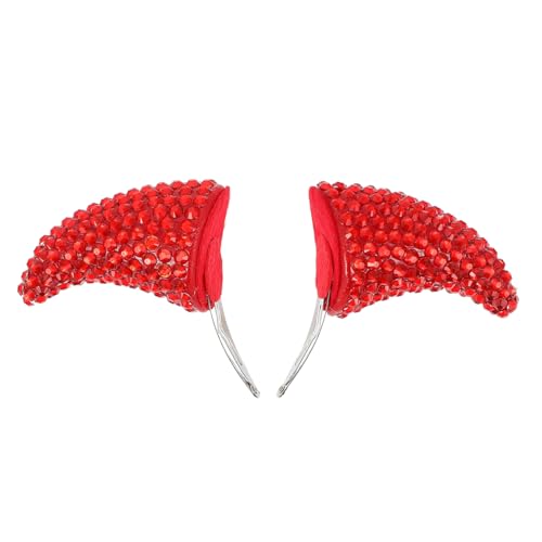 Ipetboom 2 Stück Halloween Haarschmuck Teiliges Teufelshörner Haarklammern mit Glitzer Rote Kostüm Accessoires für Cosplay Party Karneval von Ipetboom