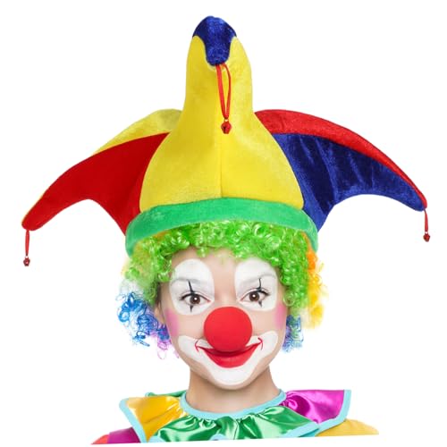 Ipetboom 2 Stück Lustige Clownmütze mit Glocken Karnevalshut für Erwachsene und Teens Leichte Bequeme Kopfbedeckung für Fasching Kostüm Party Zubehör von Ipetboom