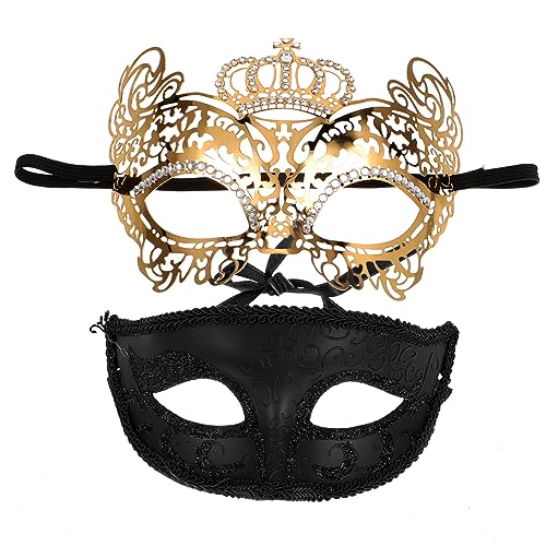 Ipetboom 2 Stück Metallmasken für Halloween Party Halbmaske für Maskerade Cosplay Damen Maske Gold für Karneval Themenfeste Ipetboom 2 Stück Metallmasken für Halloween Party Halbmaske für Maskerade Cosplay Damen Maske Gold für Karneval Themenfeste von Ipetboom