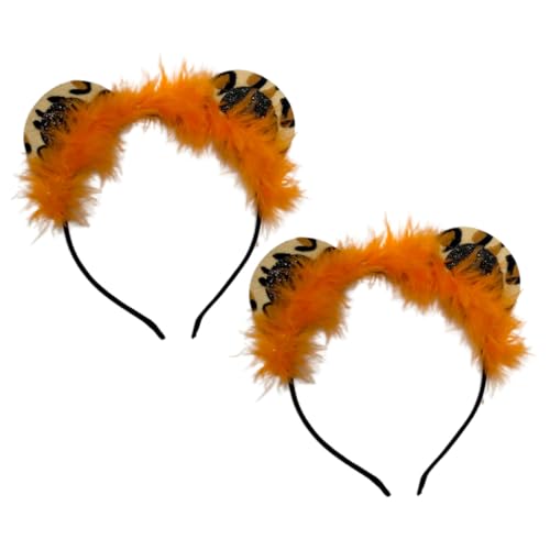 Ipetboom 2 Stück Plüsch Tigerohren Haarreif Weiches Cosplay Stirnband für Kostüm Party Bühnenauftritt und Fotosession Orange Bequemer Haarschmuck für Erwachsene von Ipetboom