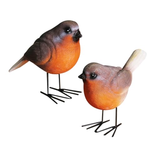 Ipetboom 2 Stück Realistische Vogelstatue Teilig Kleine Vogel Figur aus Stabilem Harz Wetterfest für Garten und Deko Niedliche Vogelornamente Lebensecht und Farbenfroh von Ipetboom
