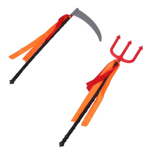Ipetboom 2 Stück Teiliges Halloween Grim-Reaper-Sense und Teufel-Gabel Leichtes Kunststoff-Party-deko Erwachsene und Realistische Kostüm-Accessoires für Halloween-feiern und Rollenspiele von Ipetboom