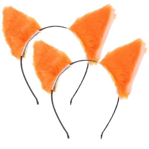 Ipetboom 2 Stück Teiliges Plüsch Katzenohren Haarreifen Weicher Flauschiger Tierohren Haarreif Cosplay accessoire für Frauen und Mädchen für Halloween Karneval Kostümparty Orange von Ipetboom