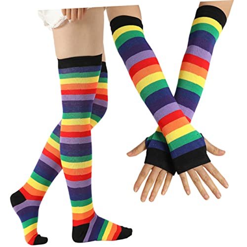 Ipetboom 2 Stück Teiliges Set Regenbogenhandschuhen Strümpfen Knielange für Damen für Partys Besondere Anlässe Ipetboom 2 Stück Teiliges Set Regenbogenhandschuhen Strümpfen Knielange für Damen für Partys Besondere Anlässe von Ipetboom