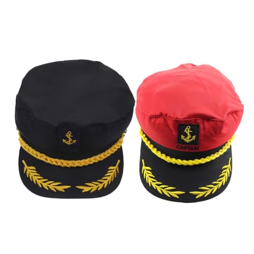 Ipetboom 2 Stück Teiliges Verstellbare Kapitänsmützen mit Aufwendiger Stickerei Stilvolle Matrosen Hüte für Erwachsene für Cosplay Themenpartys und Besondere Anlässe Schwarz und Rot Ipetboom 2 Stück Teiliges Verstellbare Kapitänsmützen mit Aufwendiger Stickerei Stilvolle Matrosen Hüte für Erwachsene für Cosplay Themenpartys und Besondere Anlässe Schwarz und Rot von Ipetboom