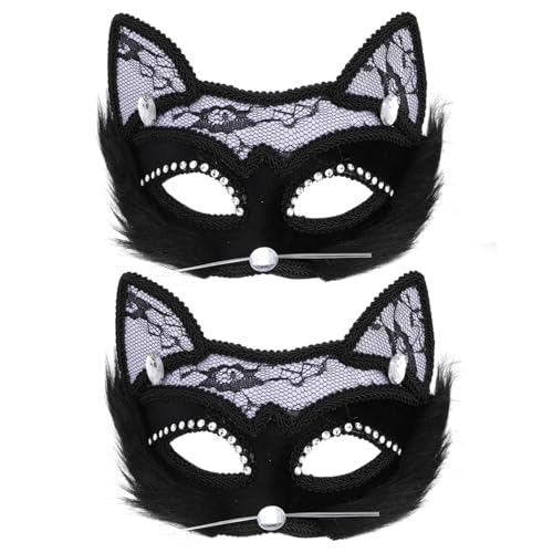 Ipetboom 2 Stück Venezianische Spitzen Katzenmasken Halloween Maske für Damen Herren Karneval Maskenball mit Elastischem Band für Kostümparty Ipetboom 2 Stück Venezianische Spitzen Katzenmasken Halloween Maske für Damen Herren Karneval Maskenball mit Elastischem Band für Kostümparty von Ipetboom