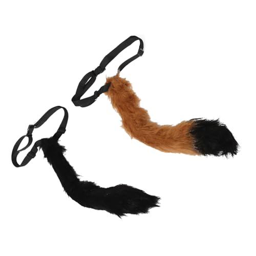 Ipetboom 2 Stück Verstellbare Flauschige Katzen und Fuchsschwänze Weichem Plüsch Tierkostüm Zubehör für Party Cosplay Karneval Dekoration von Ipetboom