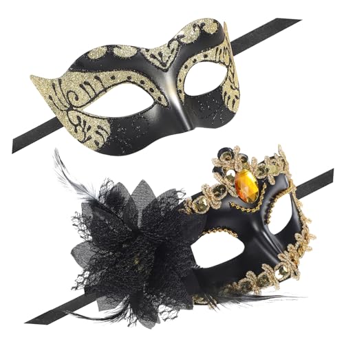 Ipetboom 2 Stück Vintage Maske für Maskenball Unisex Kostümzubehör für Karneval Hochzeiten und Kostümpartys mit Detailreicher Verarbeitung und Eleganter von Ipetboom