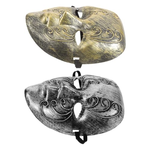 Ipetboom 2 Stück Vintage Vollmaske für Halloween Maskenball Retro Design Farbgebung für Kostümpartys und Theateraufführungen Unisex Silber Gold von Ipetboom
