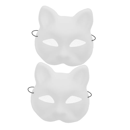 Ipetboom 2 Stück Weiße Katzenmaske aus Kunststoff zum Bemalen DIY Tiermasken für Leichte Sichere Halbmasken für Karneval Fasching Cosplay und Maskerade für Kindergarten und Kreative von Ipetboom